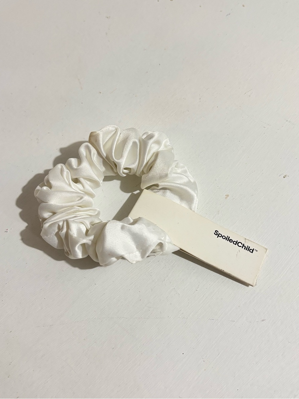 SpoiledChild White Satin Scrunchie NEW